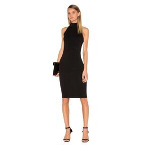 Central Park West Womens Black Sleeveless Ribbed Midi Atlantis Dress Retail $151